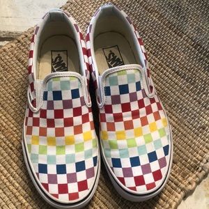 Vans Rainbow check slip on shoes